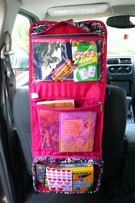 Car Organization Ideas - Kid Command Center - DIY Tips and Tricks for Organizing Cars - Dollar Store Storage Projects for Mom, Kids and Teens - Keep Your Car, Truck or SUV Clean On A Road Trip With These solutions for interiors and Trunk, Front Seat - Do It Yourself Caddy and Easy, Cool Lifehacks http://diyjoy.com/car-organizing-ideas Car Organization Kids, Car Organization Diy, Back To School Organization, Car Organization, Dollar Store Hacks, Organizing Hacks, Road Trip With Kids, Organization Diy, Diy Simple