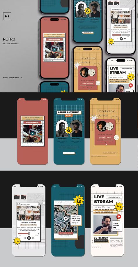 Retro Instagram Stories Template PSD Retro Instagram, Instagram Stories Template, Story Templates, Ig Post, Instagram Story Template, Story Template, Toxic Relationships, Social Media Template, Retro Design