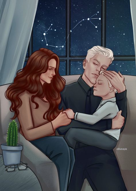 Elivrayn on Twitter: "Family ✨ Inspired by Measure Of A Man by @inadaze22 https://t.co/0wNsu0OZA0" / Twitter Dramione Family, Harry Potter Epilogue, Hermione Granger Fanart, Dramione Art, Measure Of A Man, Drako Malfoy, Scorpius Malfoy, Malfoy Family, Draco Malfoy Fanart