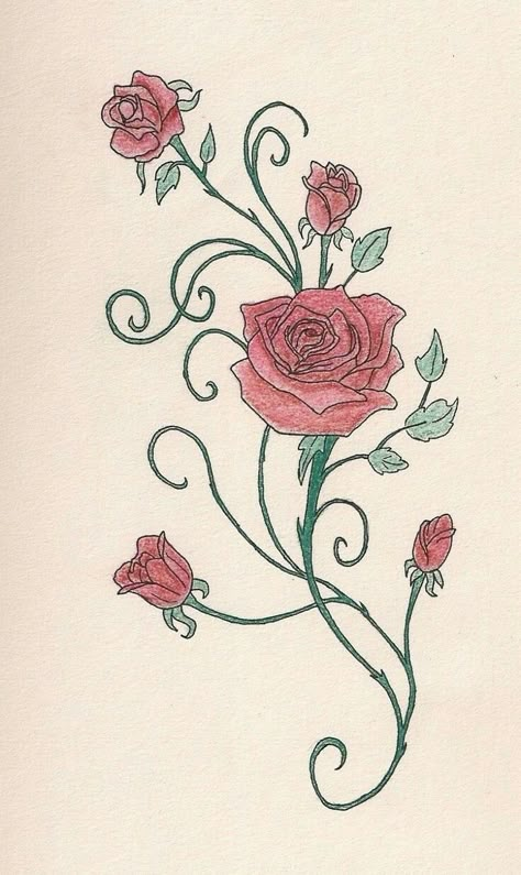 Rose Wrist Tattoos, Rose Bud Tattoo, Rose Vine Tattoos, Flower Vine Tattoos, Pastel Tattoo, Heart With Wings Tattoo, Yellow Rose Tattoos, Pug Tattoo, Vine Drawing