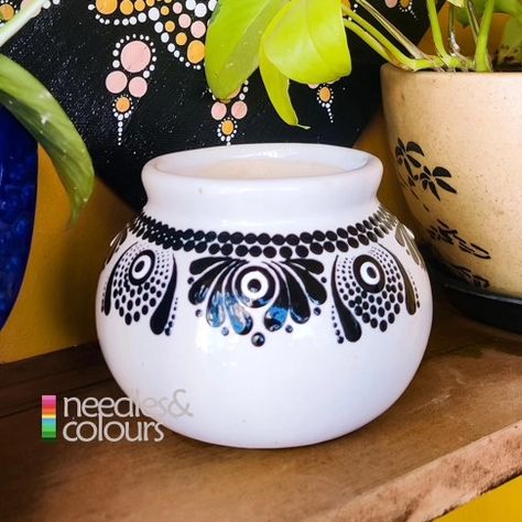 Home decor ideas Pot Painting Ideas Indian, Mud Pot Painting Ideas Indian, Mud Pot Painting, Painting Ideas Indian, Pot Painting Ideas, Painted Planter, Pot Painting, Pot Decoration, Pottery Painting Designs