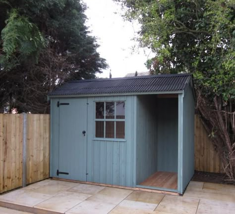 Small Garden With Shed, Shed With Log Store, Small Garden Shed Ideas, Garden Sheds Uk, Timber Garden Sheds, Log Shed, Sheds Ideas Backyard, Small Shed, Small Garden Shed