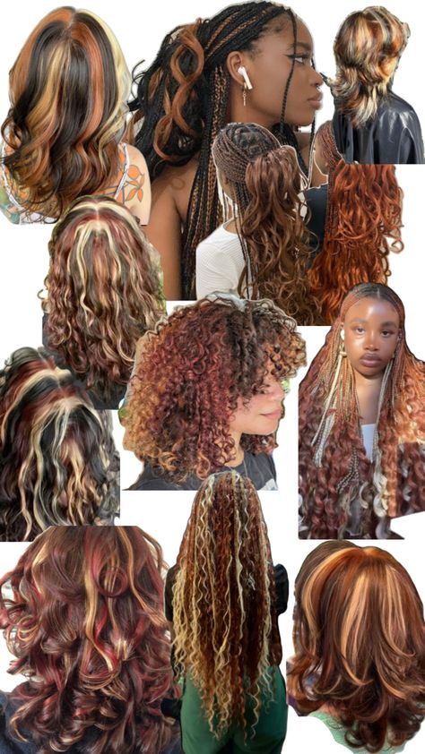 Calico Hair, Dyed Curly Hair, Beautiful Black Hair, Cute Hair Colors, Dreadlock Styles, Dyed Hair Inspiration, Cute Box Braids Hairstyles, Pretty Braided Hairstyles, Pretty Hair Color