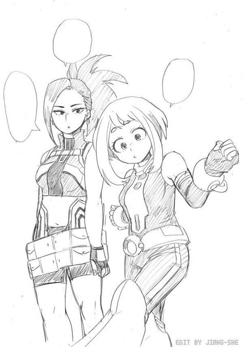 Horikoshi Sketches Momo, Mha Sketch, Horikoshi Sketches, Horikoshi Art, Mha Sketches, Manga Coloring Book, Ochako Uraraka, Sketch Inspiration, Manga Panels