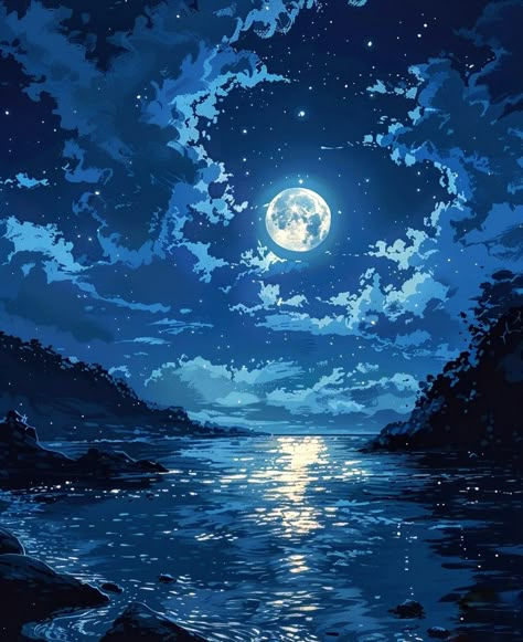 Ocean Drawing, Moon Cartoon, Well Images, Spiderman Theme, Pixel Art Background, Scene Drawing, Dragon Artwork Fantasy, Night Scenery, Dragon Artwork