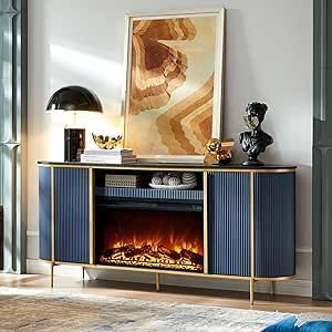 Chic Entertainment Center, Fluted Fireplace, Tv Stand Modern, Luxury Fireplace, Tv Console Table, Console Tv, Modern Style Furniture, Media Furniture, Fireplace Tv Stand