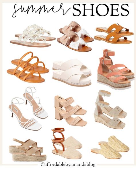 7 Cute Summer 2021 Shoe Trends - Affordable by Amanda, Top US Style Blog Best Summer Shoes, Style Influencers, Shoes 2021, White Espadrilles, Square Toe Shoes, Embellished Flats, Embellished Shoes, Shoe Trends, Square Toe Heels