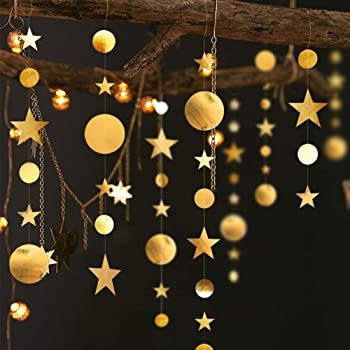 Stars Decorations, Star Garland Christmas, Adult Birthday Decorations, Eid Mubarak Decoration, Paper Circle, Circle Garland, Party Girlande, Gold Party Decorations, Attic Room