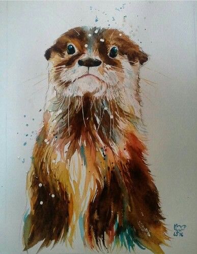 Gorgeous otter! Otter Tattoo, Watercolour Animals, Otter Art, Watercolour Art, Watercolor Trees, Animals Artwork, Watercolor Inspiration, Arte Animal, Boy Blue