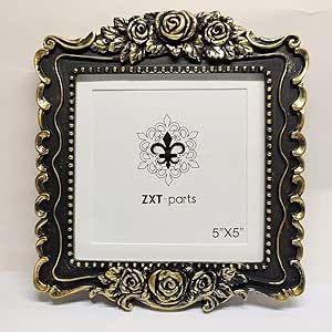 ZXT-parts 5x5 Picture Frame with Mat 4x4. Square Black & Gold Edge Frame. Resin Handmade Photo Frame. Glass Panel. Black Suede Cover.European Style Suitable for Desktop. Addams Family Musical, Gothic Pictures, Handmade Photo Frames, Glass Panel, European Style, Square Frames, Glass Panels, Black Suede, Picture Frame