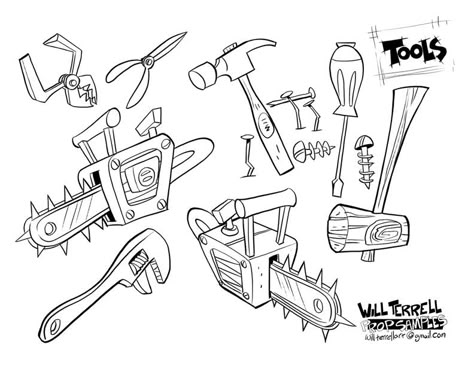 Prop-designs Tools by willterrell Props Illustration, Props Concept, Props Art, Tv Animation, Cartoon Background, Design Drawings, My Portfolio, Prop Design, Animation Design