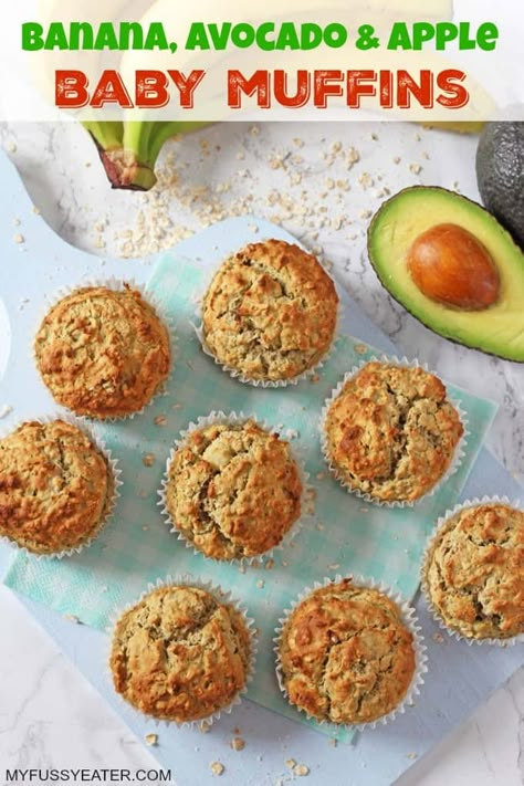 Avocado Muffins, Fingerfood Baby, Baby Muffins, Muffins Banana, Toddler Food Ideas, Toddler Foods, Baby Food Ideas, Oat Muffins, Baby Led Weaning Recipes