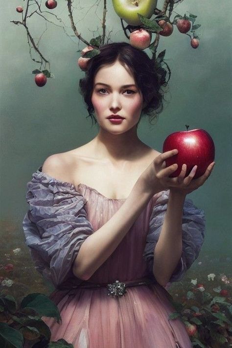 Holding Apple Pose, Holding Apple Reference, Chef Photoshoot, Pino Daeni, Apples Photography, Apple Painting, Color Drawing Art, Apple Art, Portrait Photography Women