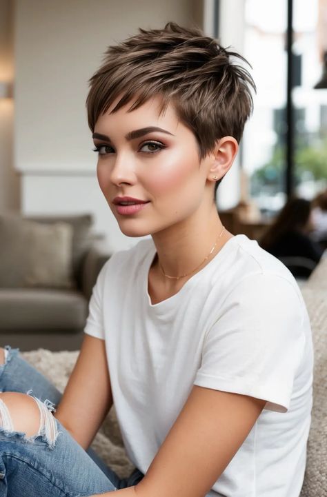 Cabelo Plus Size, Chic Short Hair, Short Hair Images, Short Hair Pixie, Short Hair Pixie Cuts, Pixie Haircut For Thick Hair, Super Short Hair, Hair Cut Ideas, Edgy Short Hair