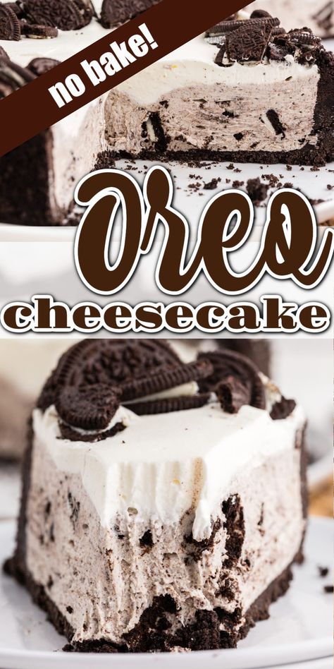 No Bake Cookies And Cream Cheesecake, Oreo Cookie Crust Desserts, Oreo Crumb Recipes, Oreo Deserts, No Bake Oreo Cheesecake Recipe, Cheese Desserts, Whipped Cream Desserts, Crushed Oreo, Cool Whip Desserts