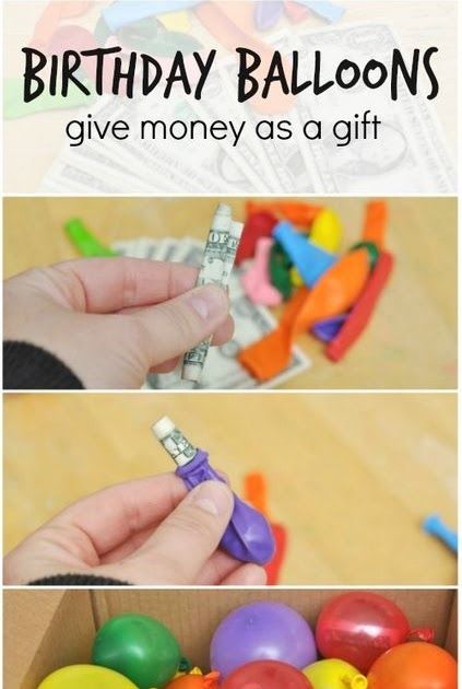 Money In A Balloon Gift Ideas, Balloons With Money Inside, How To Gift Money Birthday, Giving Money As Gifts Ideas, Money Balloon Ideas, Money Ideas For Birthday, Ways To Give Money For Birthday, Money Gift Ideas Birthday Kids, Money Balloons