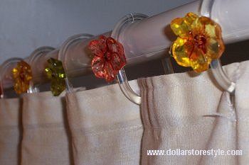 Quick Tips from the Dollar Store Diva - Dollar Store Style Fancy Shower Curtain, Fancy Shower Curtains, White Salad, Easy Fall Decor, Fall Decoration, Upholstered Chair, Shower Curtain Hooks, Shower Curtain Rings, Easy Fall