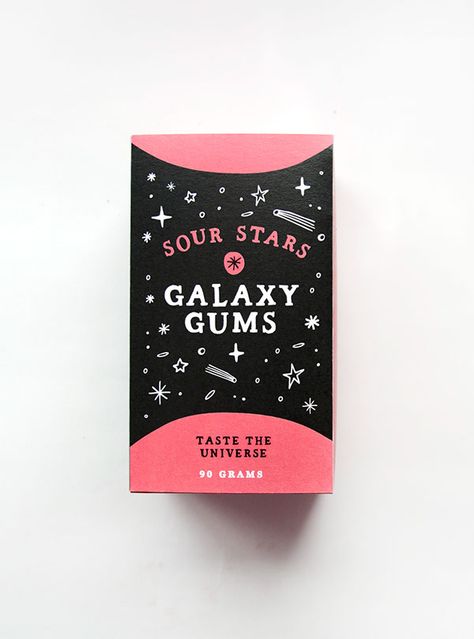 Galaxy Gums - Package Design on Behance Kraft Box Packaging, Chocolate Bar Design, Design Chocolate, Candy Companies, Candy Packaging, Illustration Work, Bar Logo, Book Illustration Art, Graphic Design Lessons