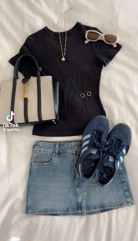 Crocs Style Summer Outfits Sambas, Outfit Inspo Sambas, California Fits, Summer Denim Skirt, Adidas Spezials, Skincare Shop, Samba Outfit, Outfit Inspo Summer, Trendy Outfits For Teens