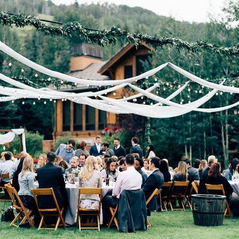 Zach's Cabin Winter Weddding | Beaver Creek Real Wedding Mountain Ceremony, Used Wedding Decor, Wedding Decor Outdoor, Larkspur Colorado, Cheap Wedding Reception, Treehouse Wedding, Colorado Wedding Reception, Outdoor Wedding Backdrops, Beaver Creek Wedding