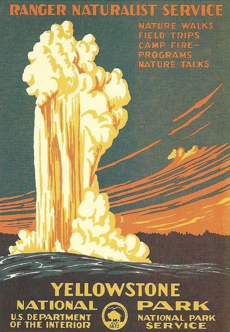 Yellowstone National Park Poster National Parks Posters, Wpa National Park Posters, Vintage National Park Posters, Mondo Posters, Forgotten History, Outdoor Vibes, Adventure Summer, Wpa Posters, Cabin Aesthetic