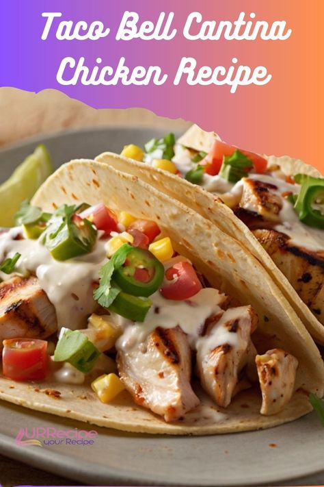 Craving the vibrant flavors of Taco Bell’s Cantina Chicken? This Taco Bell Cantina Chicken Recipe brings the iconic taste right to your kitchen.  Perfectly marinated chicken breasts, grilled to juicy perfection, are the heart of these delicious tacos. Topped with fresh lettuce, diced tomatoes, and a sprinkle of cheddar cheese, each bite is a delightful blend of textures and tastes. Taco Bell Cantina Chicken Recipe, Taco Bell Copycat Recipes Chicken, Copycat Cantina Chicken Taco Bell, Diced Chicken Tacos, Chicken Casadia Recipe, Taco Bell Chicken Cantina Bowl, Cantina Chicken Taco Bell, Chicken Cantina Tacos, Cantina Chicken Recipe