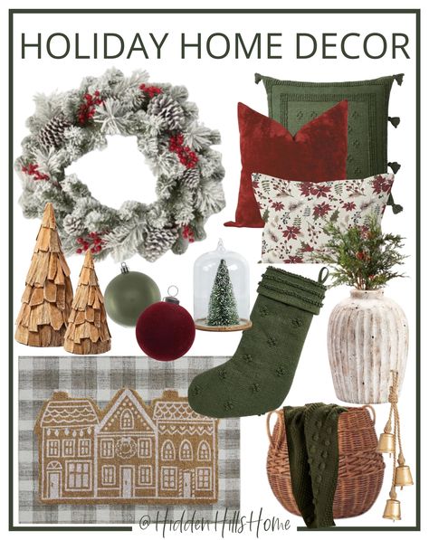 Features retro designs from the 1950s and 60s, with clean lines, organic shapes, and vibrant colors. Neutral Red Christmas Decor, Christmas Decor Ideas Trend 2024, Red Boho Christmas Decor, Muted Red Christmas Decor, Red Green And Brown Christmas Decor, Neutral Red And Green Christmas, Muted Red And Green Christmas Decor, Green Brown And Gold Christmas Decor, Sage And Red Christmas Decor