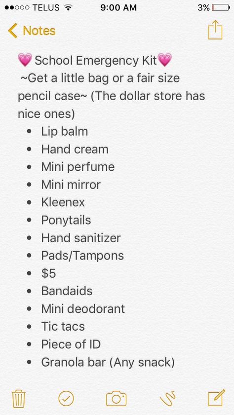 Locker Middle School Ideas, Emergency Bag For Middle School, High School Kit, Mini Emergency Kit For School, School Routines For High School, Mini Bag For School, School List Highschool, Cute Lockers For Middle School, Preparing For Middle School