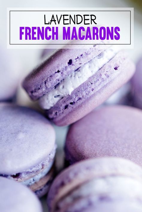 Lavender Buttercream Frosting, Recipe Macarons, Lemon Macaron Recipe, Lavender Food, Lavender Buttercream, Lavender Dessert, Lavender Macarons, Recipe With Lemon, Lemon Macarons