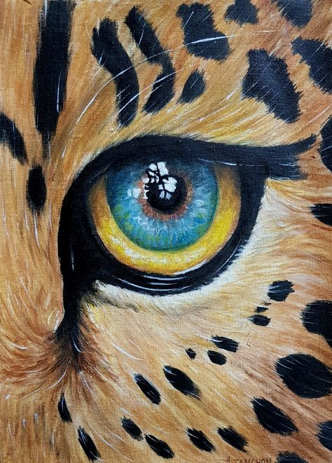 Leopard Painting Easy, Cheetah Painting Easy, Cheetah Painting, Leopard Eyes, Leopard Painting, Painting Easy, Eye Painting, Cat Painting, Warrior Cats