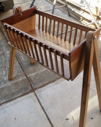 The idea of building my baby boys bassinet felt like a perfect way for me to welcome him into our lives. I used a variety of timber - Oregon, Merbu, Cypress pine, and Victorian Ash all of which I salvaged from worksite skips, and hard rubbish collection p Diy Bassinet, Wood Bassinet, Cradle Plans, Baby Cradle Plans, Wooden Bassinet, Wooden Baby Crib, Crib Diy, Baby Cradles, Baby Crib Diy