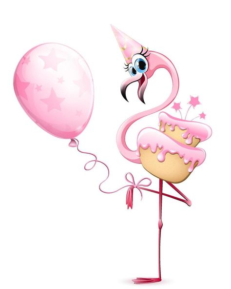 Flamingo with pink cake, balloon and birthday cap Cake Balloon, Birthday Cap, Holding Balloons, 3d Tattoos, 3d Tattoo, Pink Cake, Cake Shop, Optical Illusions, Brand Design