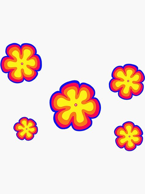 "70's style flowers" Sticker by abigailscherer | Redbubble Flower Power Graphic Design, 70s Stickers, Mesa Boogie, 70’s Style, 70s Aesthetic, Little Drawings, 60s Fashion, Glossier Stickers, Transparent Stickers