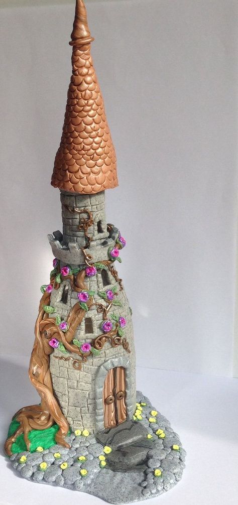 Clay Castle, Fairy Garden Castle, Large Castle, Diy Keramik, Clay Fairy, Clay Fairy House, Polymer Clay Fairy, Clay Jar, Fairy Home