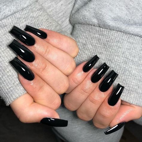 Long Black Nails, Full Cover Nail Tips, Square Press On Nails, Brown Nails Design, Black Acrylic Nails, Square Nail Designs, Nails Tips, Simple Acrylic Nails, Long Square Acrylic Nails