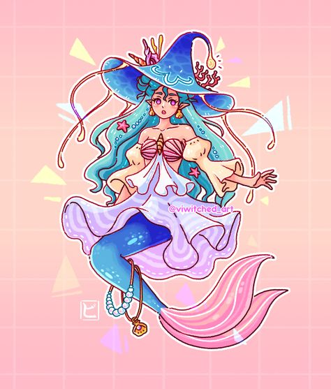 Witch Aesthetic Outfit, Witch Mermaid, Magical Girl Outfit, Witch Drawing, Witch Characters, Anime Mermaid, Mermaid Halloween, Mermaid Drawings, Witch Design