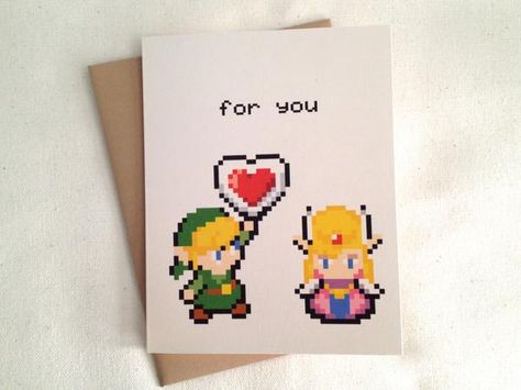 The Legend of Zelda Greeting Card Zelda Valentines, Zelda Diy, Zelda Gifts, Zelda Birthday, Valentines Day Gift Ideas, Disney Valentines, Valentines Day Clipart, Valentine's Day Quotes, Arte Sketchbook