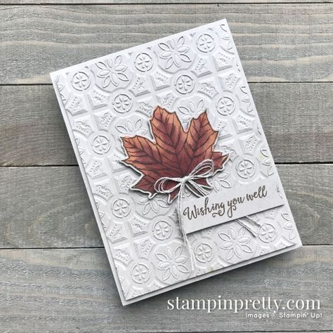 Gather Together Bundle & Tin Tile 3D Embossing Folder from Stampin' Up! Card by Mary Fish, Stampin' Pretty Stampin Blends, Mary Fish, Gratitude Cards, Stampin Pretty, Tin Tiles, Gather Together, Leaf Cards, Embossed Cards, Thanksgiving Cards