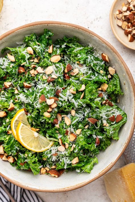 This easy kale salad comes together in less than 10 minutes with simple ingredients. It makes for a great side salad or can be topped with protein for full meal. Easy Kale Salad, Kale Benefits Health, Healthy Chicken Enchiladas, Kale Salad Recipes, Homemade Enchilada Sauce, Homemade Enchiladas, Kale Recipes, Classic Italian Dishes, Bird Food