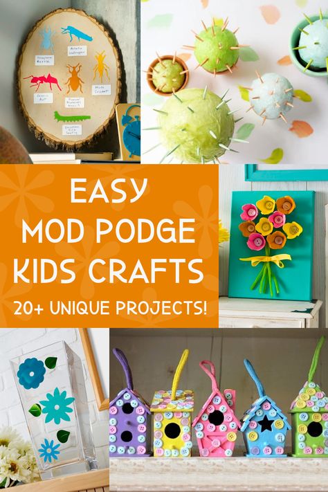 Modge Podge Crafts For Kids, Easy Mod Podge Crafts, Mod Podge Crafts Diy, Crafts With Mod Podge, Decoupage Ideas For Kids, Modge Podge Crafts, Simple Kids Crafts, Modge Podge Projects, Diy Window Clings