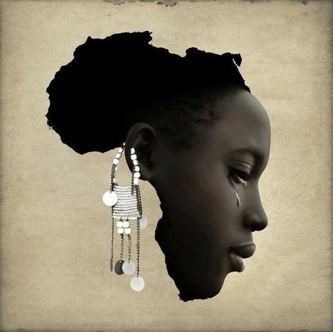 Map of Africa proposed by writer Mia Couto to denounce the situation of women on the continent African Traditional Religions, African Tattoo, African Women Art, Natural Hair Art, Afrique Art, Afrikaanse Kunst, Africa Art, Art Africain, Black Artwork