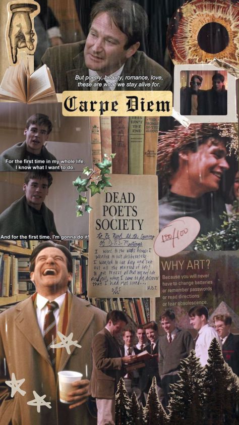 Oh Captain My Captain Wallpaper, Carpe Diem Aesthetic, Carpe Diem Wallpaper, Unhinged Character, Dps Wallpaper, Dead Poets Society Aesthetic, The Dead Poets Society, Dead Poet Society, Sean Leonard