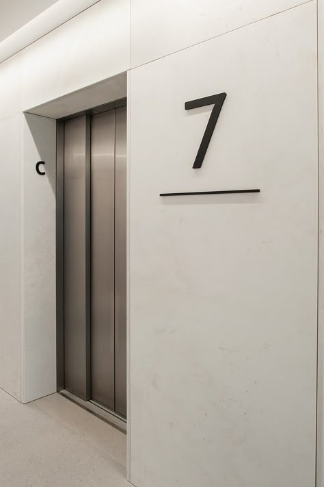 Behance Lift Lobby Signage, Elevator Design Interior, Lift Signage, Apartment Building Hallway, Elevator Lobby Design, Entrance Signage, Lift Lobby, Wayfinding Signage Design, Elevator Lobby