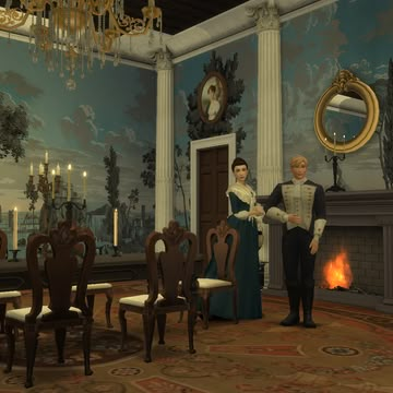 [TS4CC] February 2022 Murals | AnachroSims on Patreon Historical Wallpaper, Royal Wallpaper, Sims 4 Decades Challenge, Sims Medieval, Sims 4 Patreon, Vintage House Plans, Sims Building, Best Pc, 4 Wallpaper