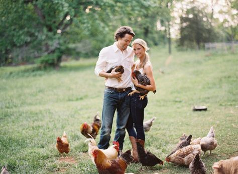 Family Pictures With Chickens, Family Photos With Chickens, Photoshoot With Chickens, Farm Family Pictures, Engaged Photos, Military Engagement Photos, September Holidays, Baby Announcement Ideas, Farm Engagement Photos