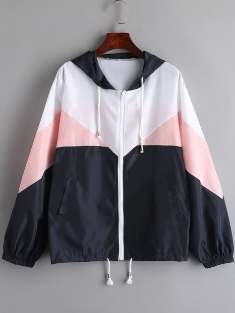 Color Block Hooded Windbreak Jacket  PIG PINK YELLOW , #ad, #Hooded, #Windbreak, #Color, #Block, #PINK #Ad Hoodies Style, Cardigan Blazer, Zipper Sweatshirt, Stylish Hoodies, 2024 Color, Women's Hoodies, Cute Jackets, Simple Trendy Outfits, Teen Fashion Outfits