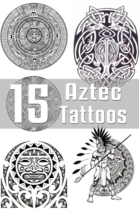 15 Aztec Tattoo Designs | The Body is a Canvas Mexican Heritage Tattoos, Tattoos Meaning Strength, Ta Moko Tattoo, Aztec Warrior Tattoo, Aztec Symbols, Mayan Tattoos, Aztec Tattoos, Aztec Tattoo Designs, Mayan Symbols