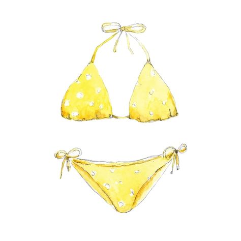 Yellow polka dot bikini swimsuit waterco... | Premium Vector #Freepik #vector #watercolor Swimsuit Illustration, Swimsuit Drawing, Nail Competition, Linen Board, Suit Drawing, Swimsuit Aesthetic, Yellow Polka Dot, 2025 Calendar, Junior Year