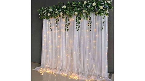 Top 20 Wedding Photo Booth Ideas - The Wedding Scoop Reception Plan, String Lights Outdoor Wedding, 60th Wedding Anniversary Party, Diwali Items, Bridal Shower Photography, Wedding Ceremony Chairs, Confirmation Ideas, Tulle Backdrop, Rustic Cake Stands