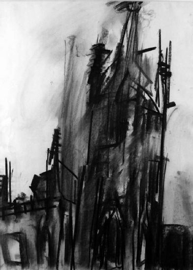 By Dennis Creffield Willow Charcoal Drawings, Messy Charcoal Sketches, Dennis Creffield, Warwick Art, Coal Drawing, Old Cathedral, University Of Warwick, Easy Things To Draw, Observational Drawing